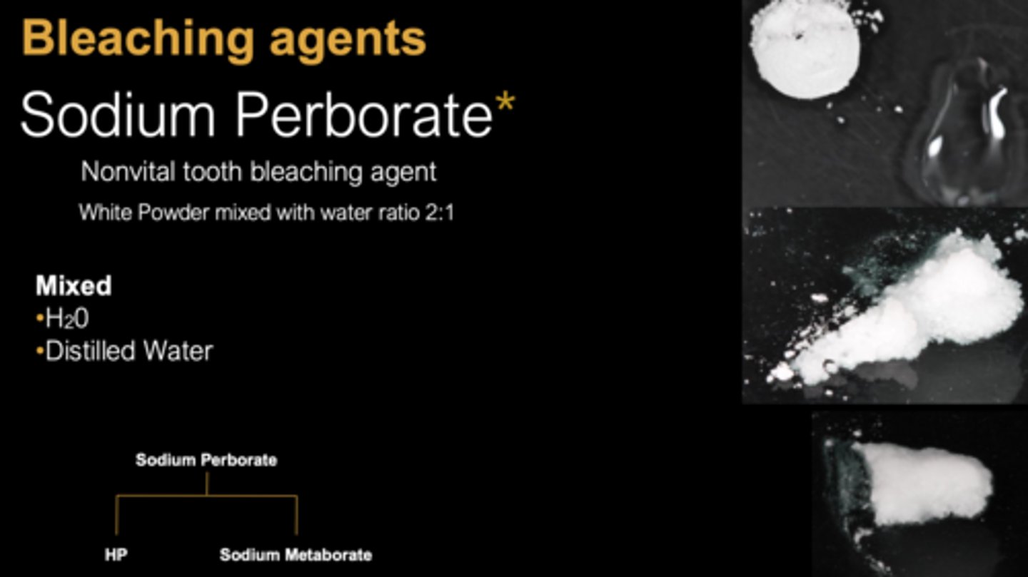 <p>- Sodium metaborate</p><p>- Hydrogen peroxide</p>