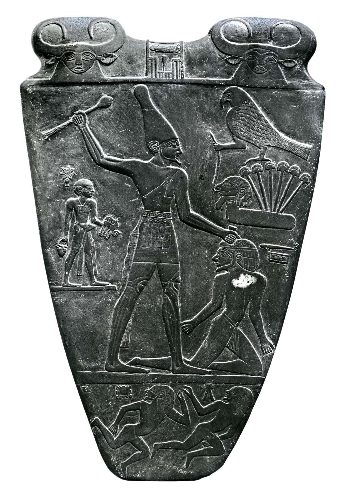 <p><strong>Palette of King Narmer</strong></p><p>Predynastic Egypt</p><p>Egypt</p><p>3000-2920 BCE</p><p>Greywacke</p>