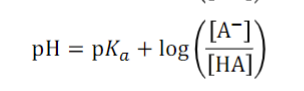 only applies to **buffers**

\[A-\] is the concentration of the conjugate base

\[HA\] is the concentration of the acid