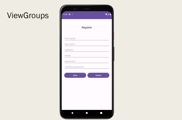 <p>Determine ViewGroups</p>