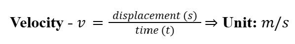 <p>Change in displacement over time</p>