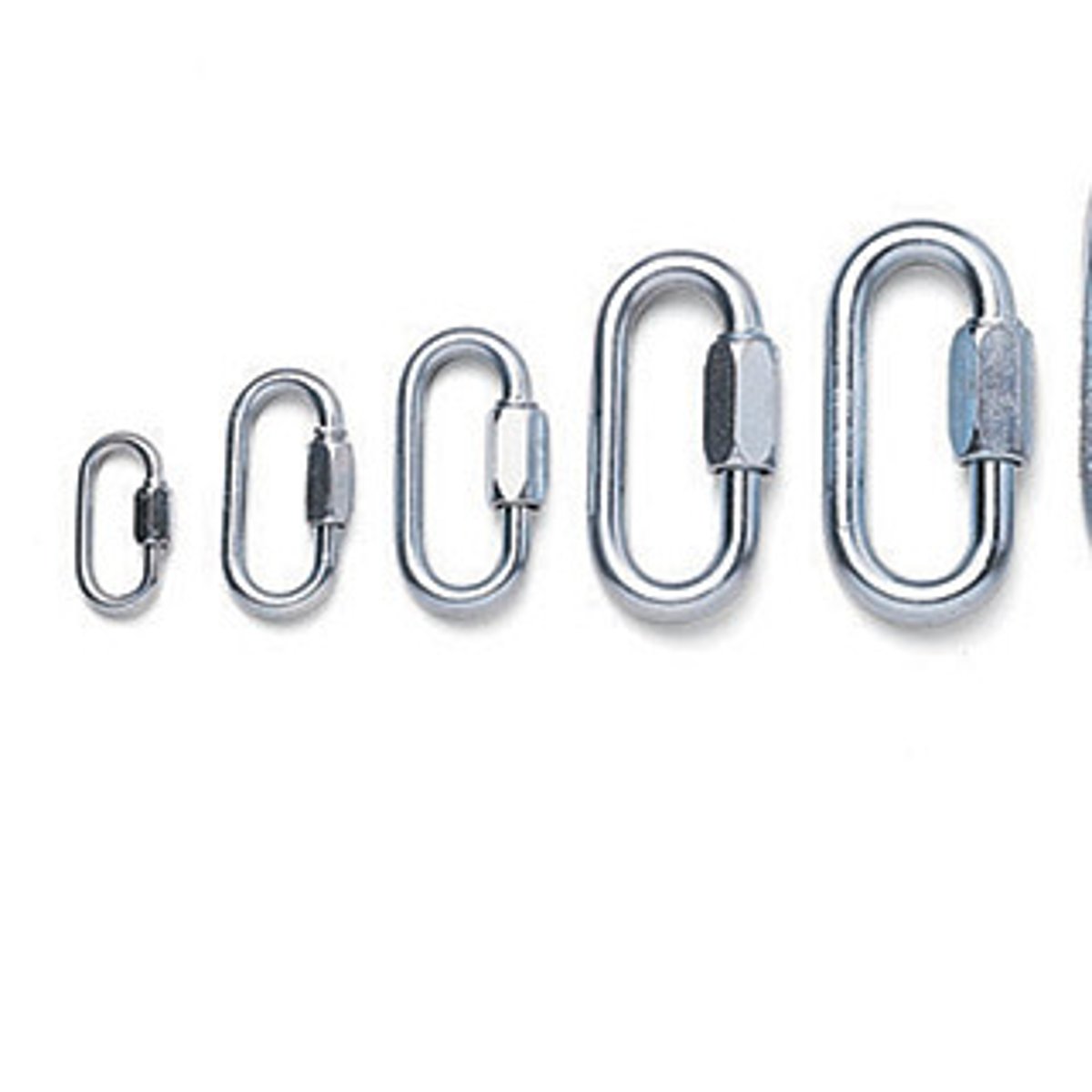 <p>Similar to link in chain but with one end that is threaded to open and close</p>