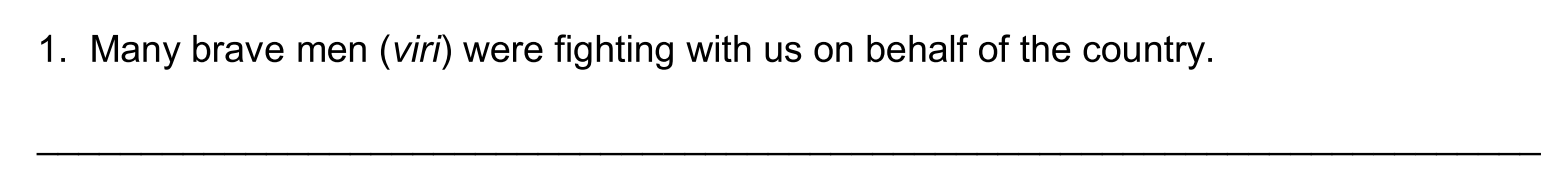 <p>IV. Translate into Latin (12 pts.)</p>