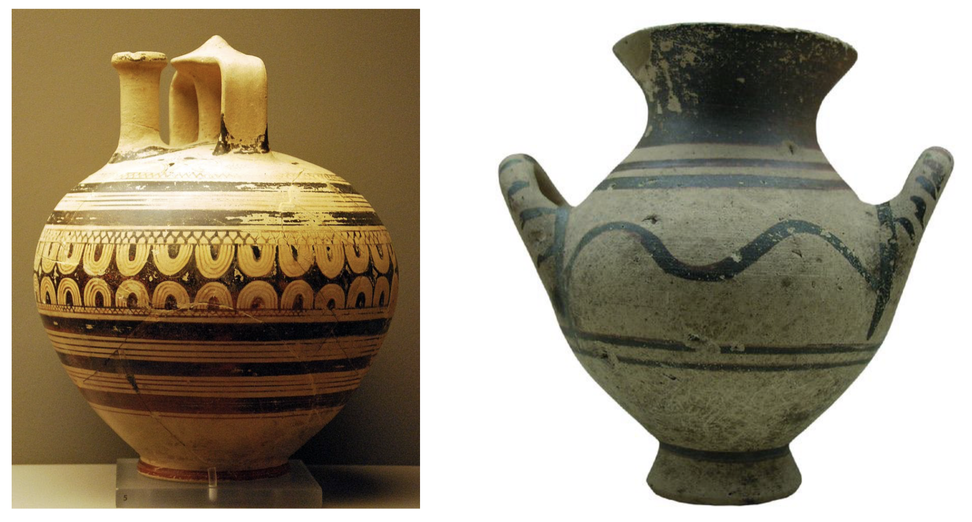 1125-1050 BC; less sophisticated; less heavily decorated; less skilled potters; haphazard decoration