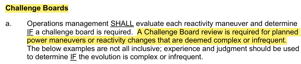 <p>NMP-OS-001 Reactivity Management Program</p><p>Reactivity Challenge Board</p>