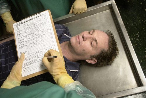 A postmortem evaluation to determine cause of death.