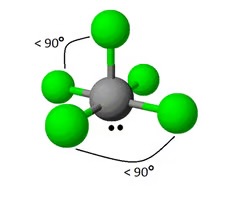 <ul><li><p>Electron Pair Geometry: Octahedral (6 electron regions)</p></li><li><p># Electron Bonding Regions: 5</p></li><li><p># Lone Pairs: 1</p></li><li><p>Bond Angle: 90, 180 (take off a pole from octahedral)</p></li></ul><p></p>