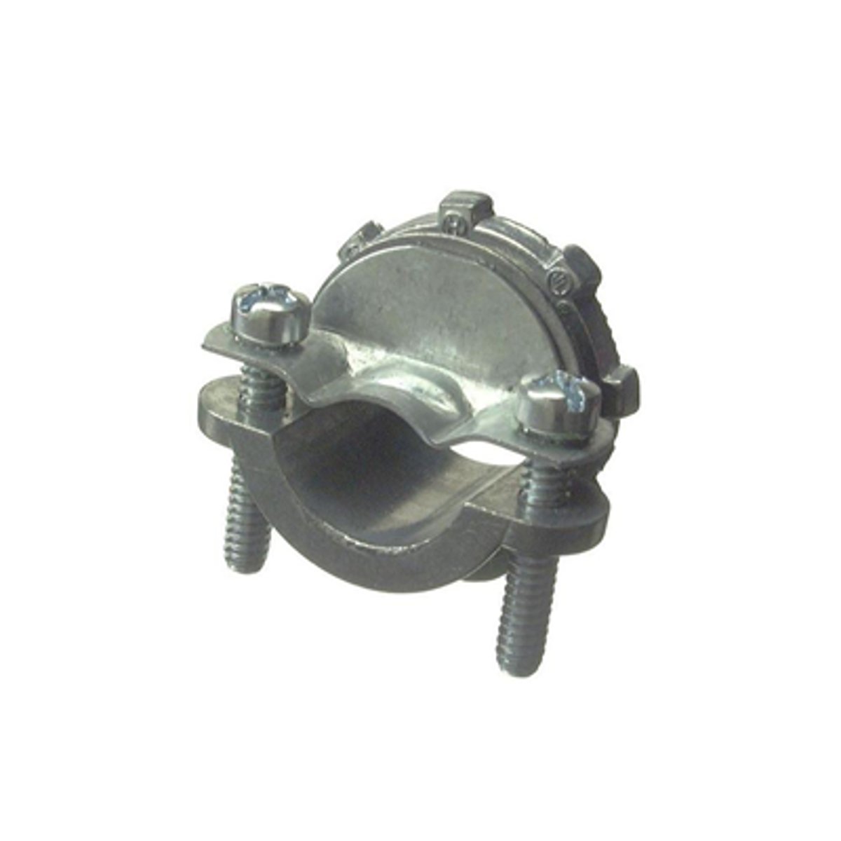 <p>The cable is secured by means of a bracket tightened with screws. Used to secure a NM cable to a box.</p>