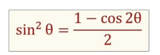 <p>sin^2A = (1-cos2A)/2</p>