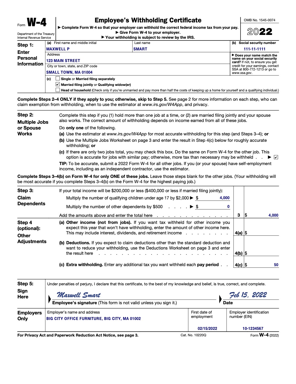 <p><span><span>Used by your employer to withhold the proper amount of federal income tax from your paycheck.</span></span></p>