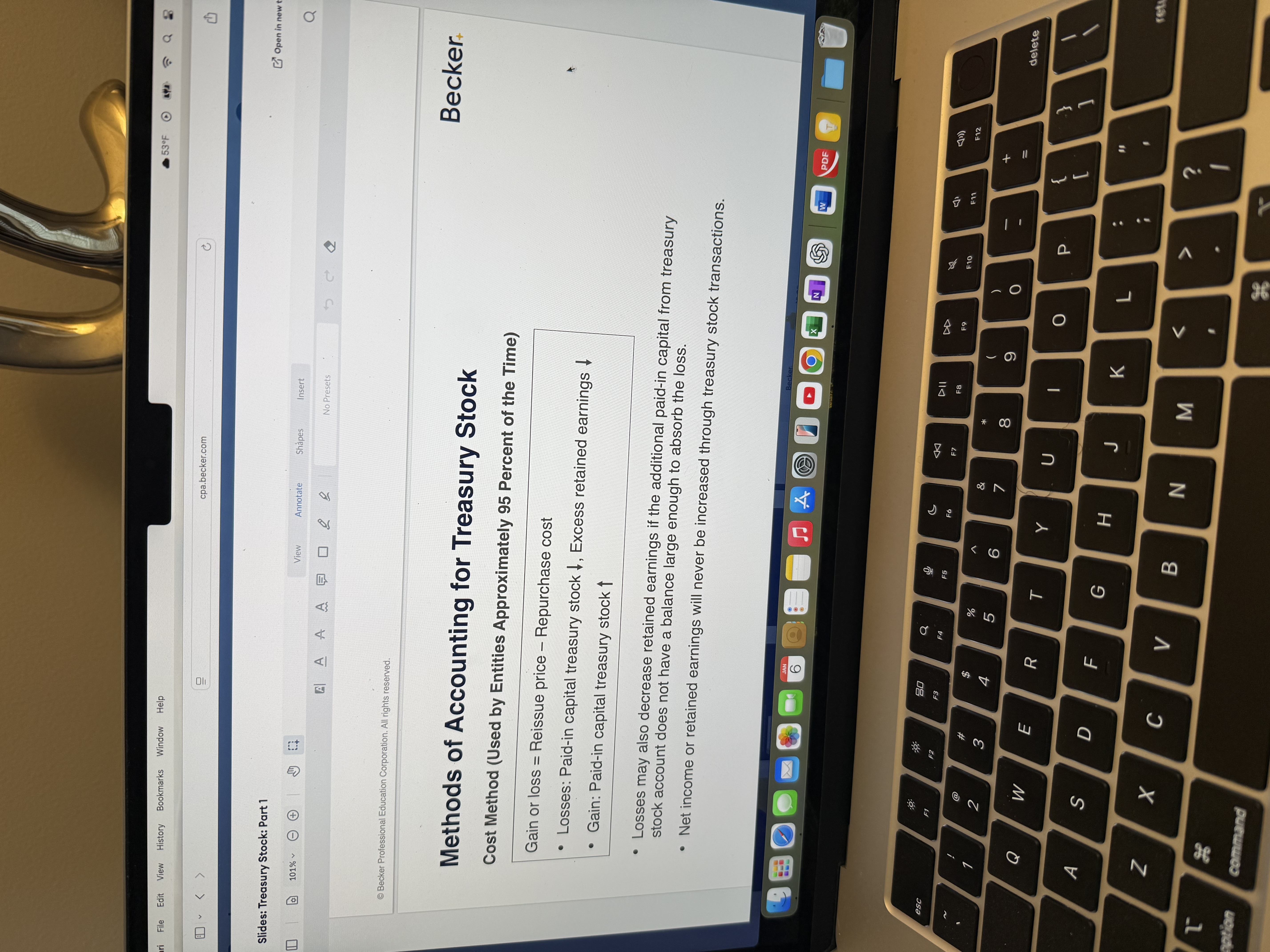 <p>Treasury Stock. What are the 2 methods of accounting for Treasury stock?</p><p>Note: Treasury Stock is considered a contra-stockholders equity account and therefore has a normal debit balance.</p>
