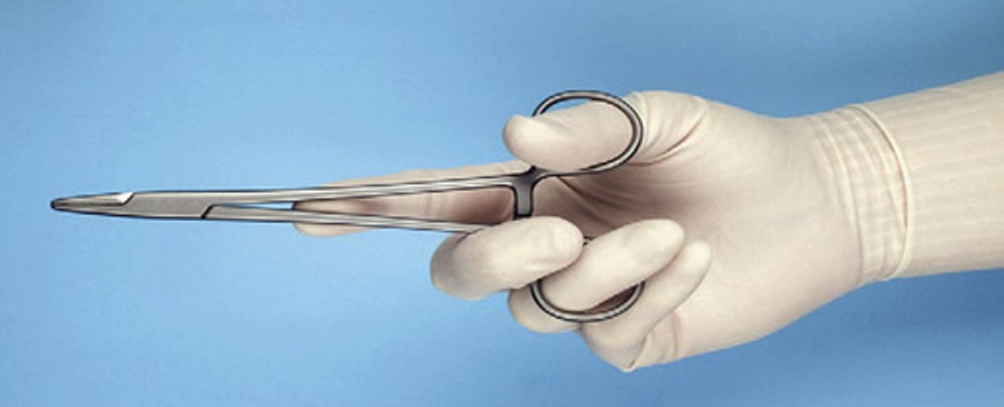 <p>Thumb and 4th digit close to first or second rachet</p>