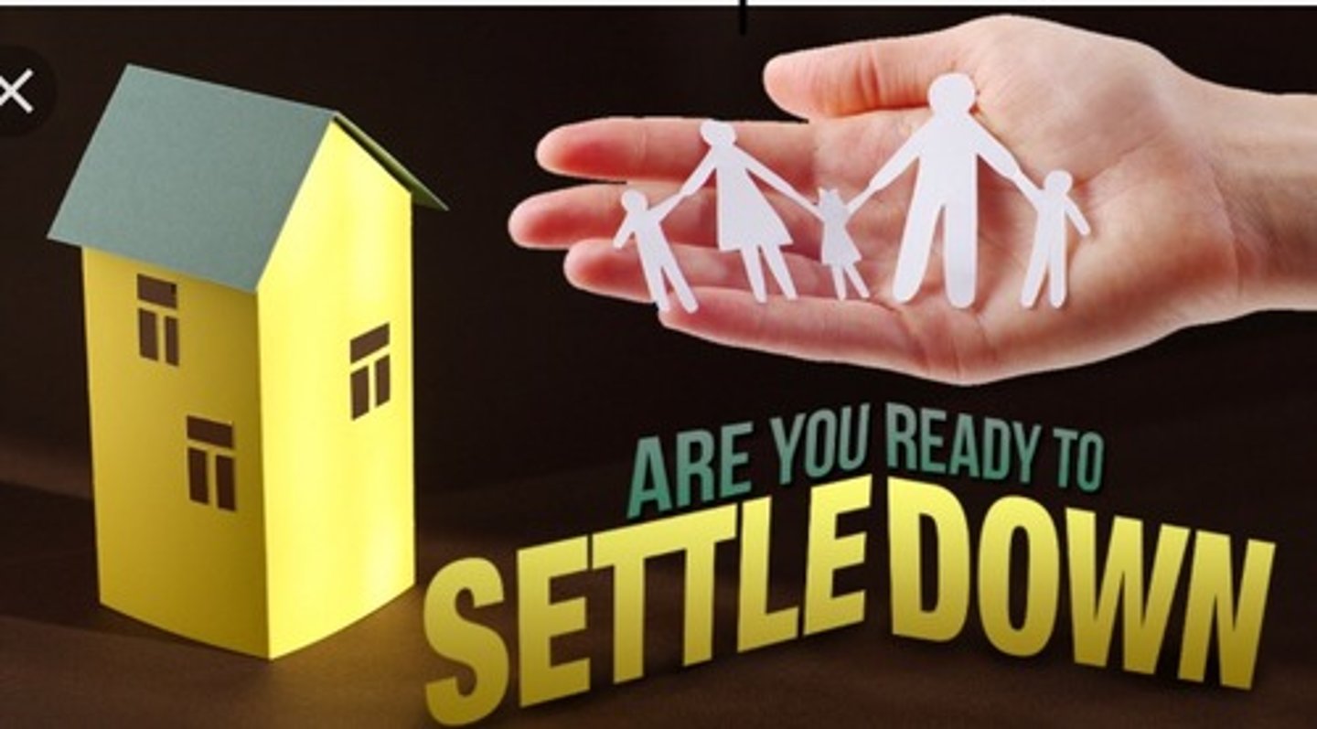 <p>to settle, take up residence</p>