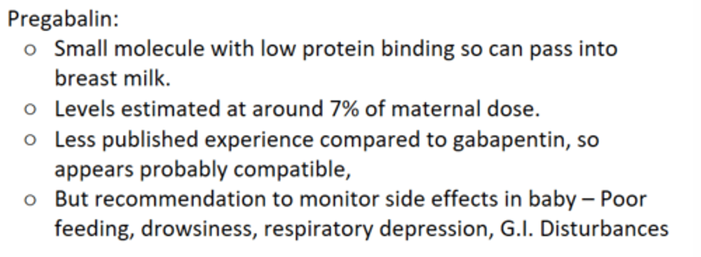 <p>- Small molecule w/low protein binding.</p><p>- Passes into milk.</p><p>- Monitor for sfx in baby.</p>