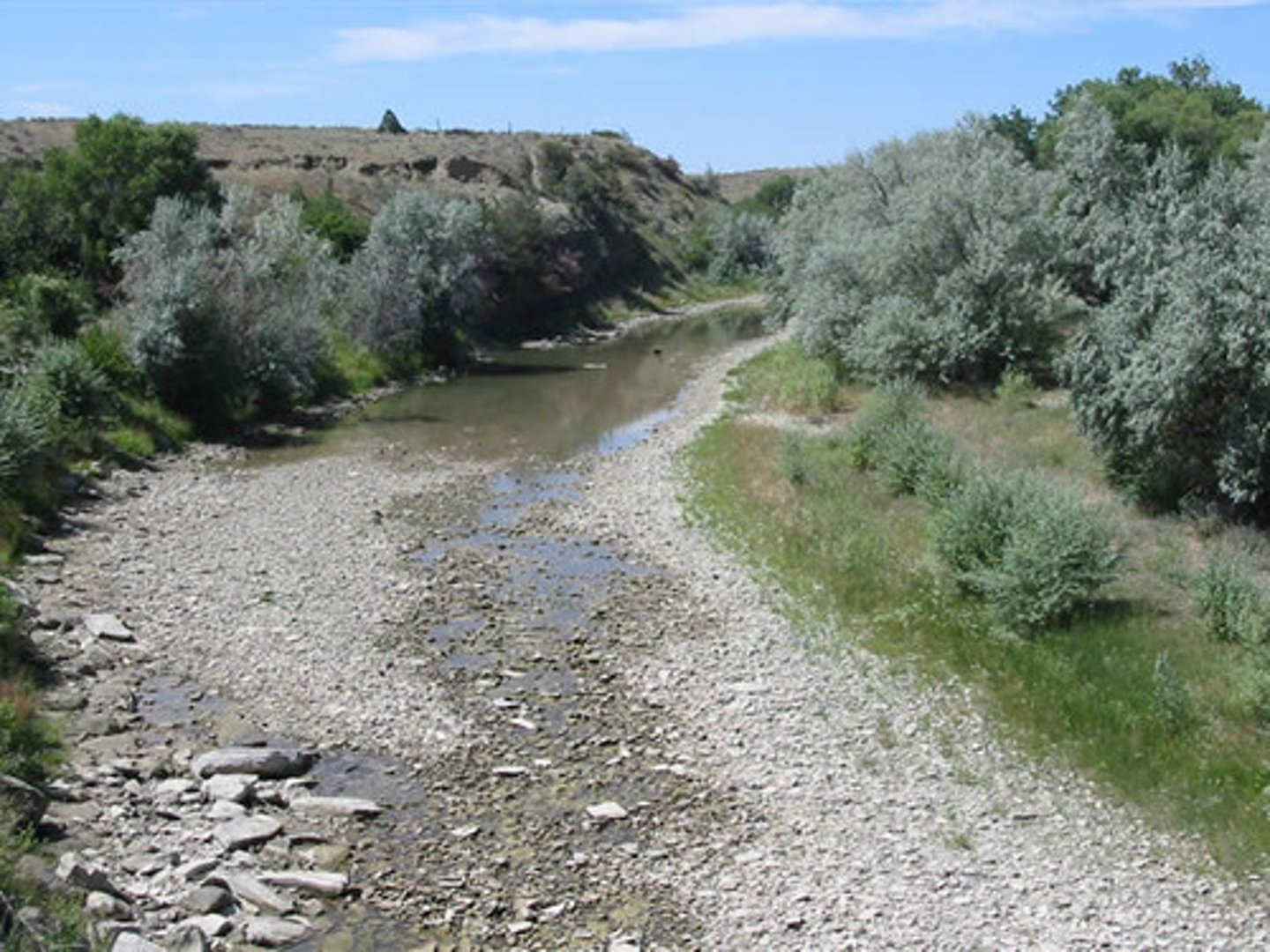 <p>the ground at the bottom of a river</p>