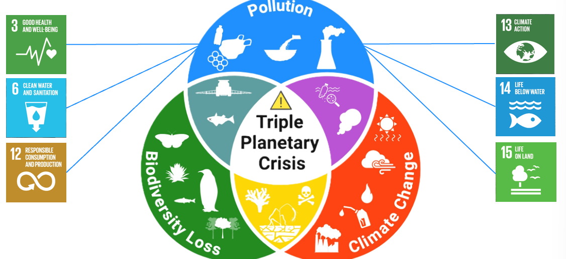 <p>“a complex of environmental degradation, biological annihilation in the form of species losses, non-communicable disease epidemics, climate chanhe and increasing incivility in public and professional discourse”</p><p>“a set of signs and symptoms that are intertwined with politics, economics, policies (or lack thereof), and social values</p><p></p><p>AKA: Triple Planetary Crisis</p>