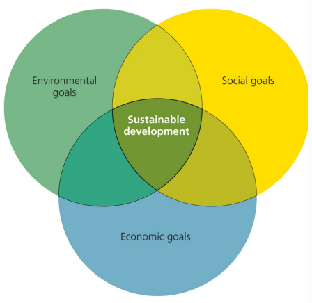 <p>form of economic progress that maintains resources for the future.</p><ul><li><p>Economic goals </p></li><li><p>environmental goals/ protection</p></li><li><p>social goals/equity</p></li></ul><p></p>