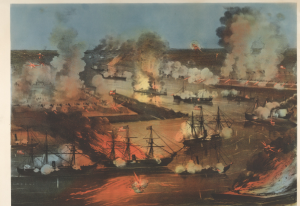 <p><span style="font-family: sans-serif">Currier & Ives, The Splendid Naval Triumph on the Mississippi, 1862.</span></p>