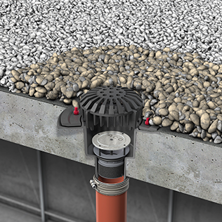 <p>A drain designed to receive water collecting on the surface of a roof and to discharge it into a leader or downspout.</p>