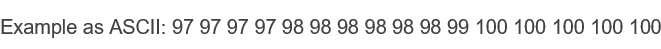 <p>complete the run length encoding for this set of data: </p>