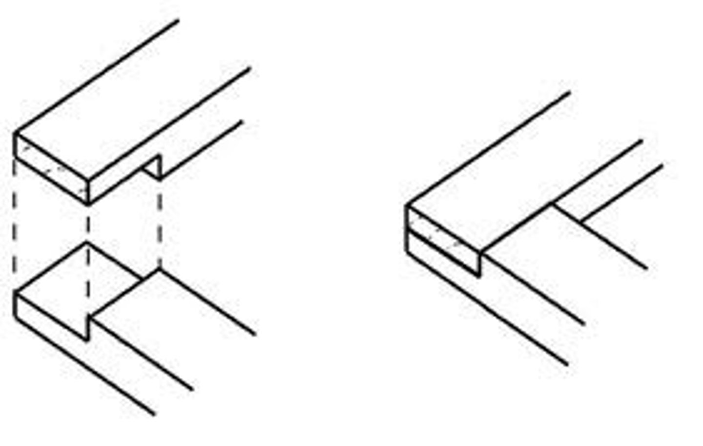 <p>Type of Wood Joint</p><p>this joint is made by cutting half the thickness of the wood from each piece at the ends to be joined so as to bring the sides flush. the purpose of this type of joint is to maintain a level surface at the joint</p>