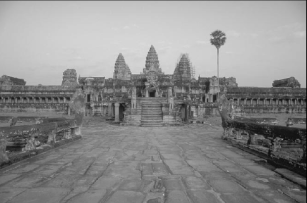 <p>The photograph above of Angkor Wat in Cambodia is an example of</p>