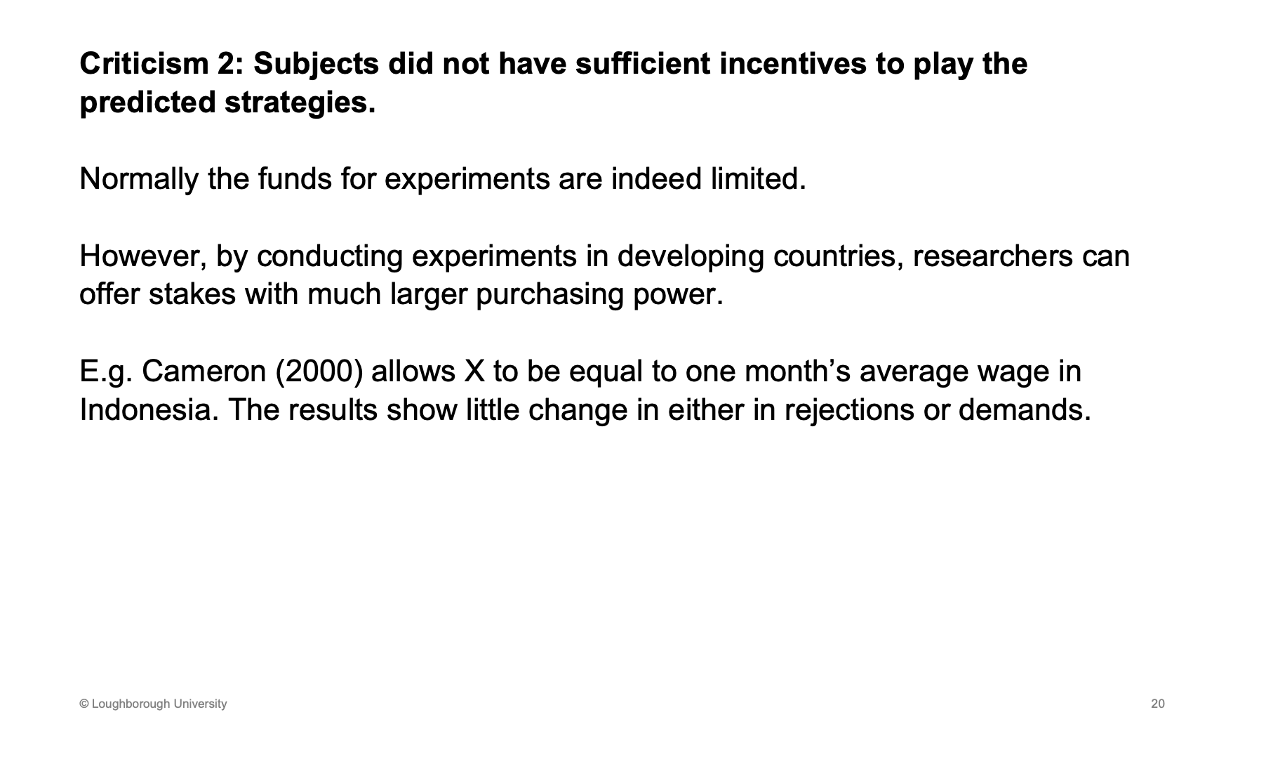 <p>Even with a larger amount of money the results don't converge back to the theory</p>