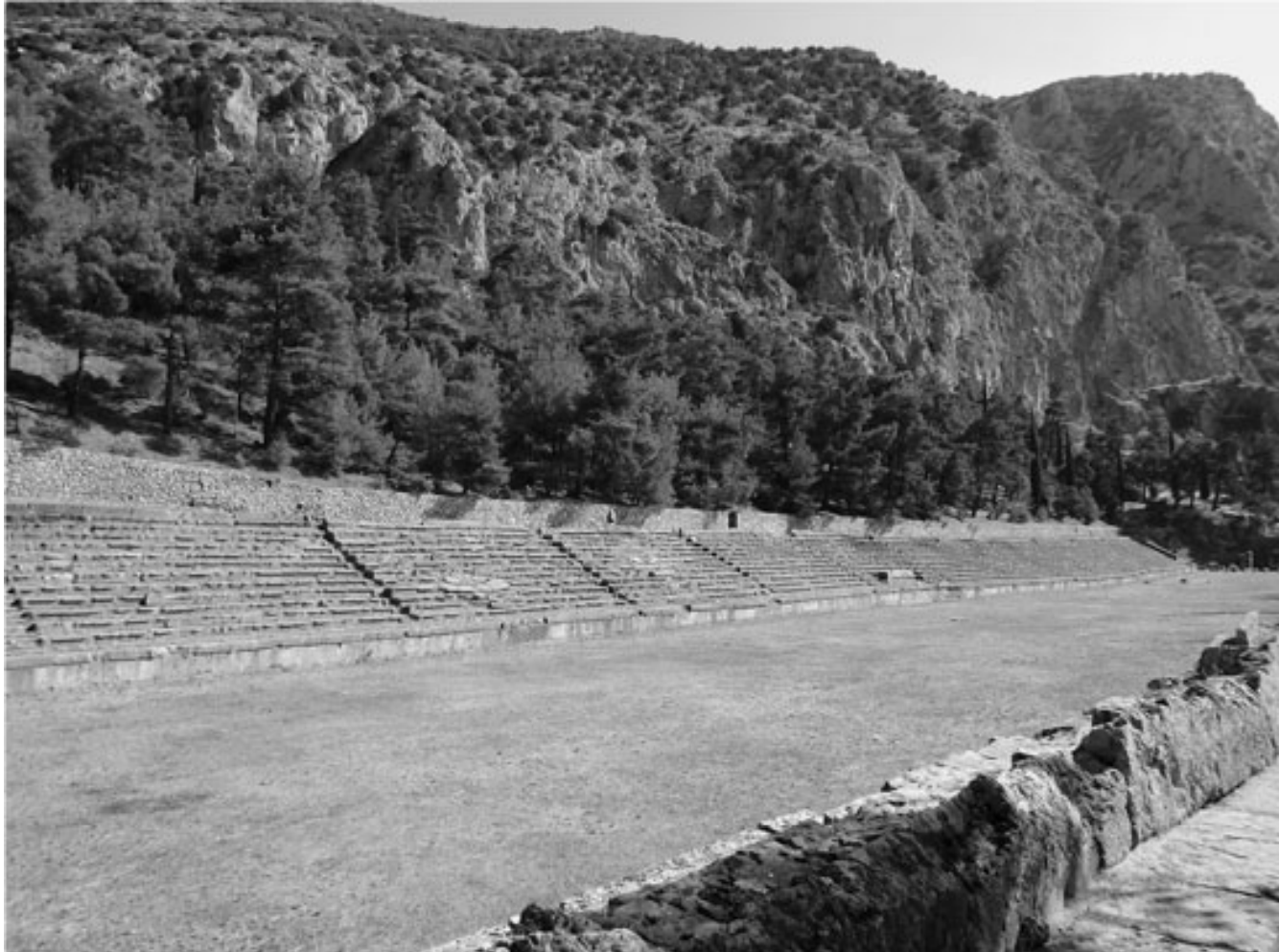 <p>where is the stadium in the sanctuary of Apollo located and when was it built/ restored </p>
