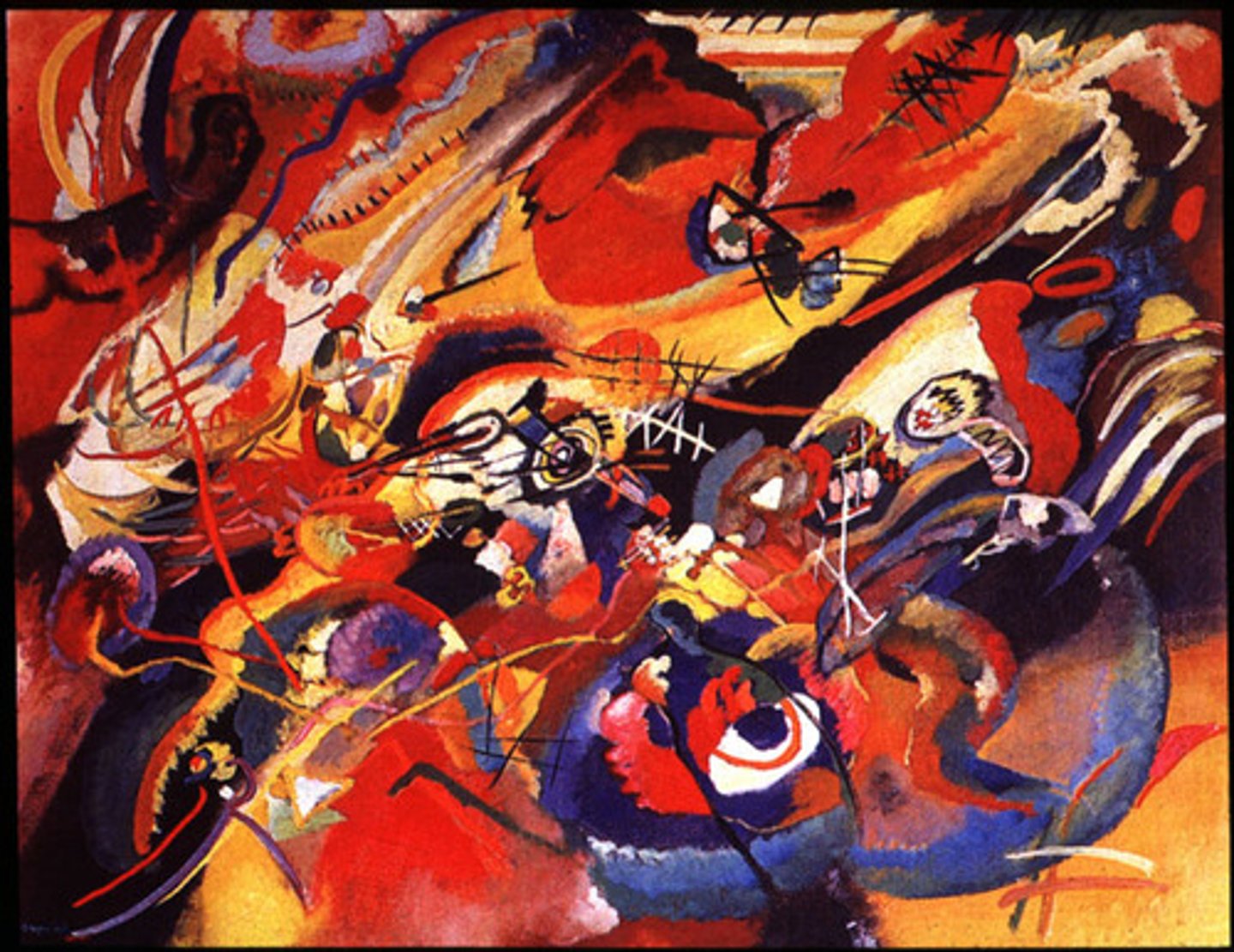 <p>Art that does not represent or otherwise refer to the visible world outside itself. It conveys meaning and expressive power through the elements of art (line, shape, form and color).</p>