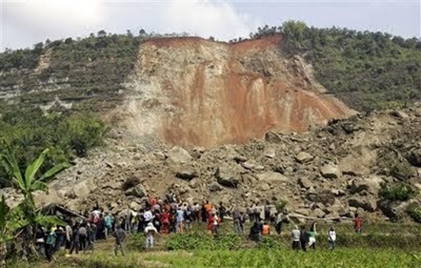 <p>occurs when soil and rock moves down a slope under the force of gravity</p>