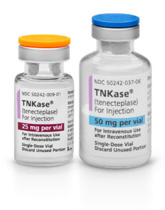 <p>Brand Name: <strong>TNKase</strong><span data-name="registered" data-type="emoji">®</span></p><ul><li><p>Modified tPA with 3 point mutations and inhibits PAI-1 (plasminogen inhibitor)</p></li><li><p>↑ t½ (17 min)</p></li><li><p>15× higher fibrin specificity vs alteplase</p></li><li><p>Use: Acute MI (give ASAP)</p></li><li><p>Off-label: ischemic stroke</p></li></ul><p></p>