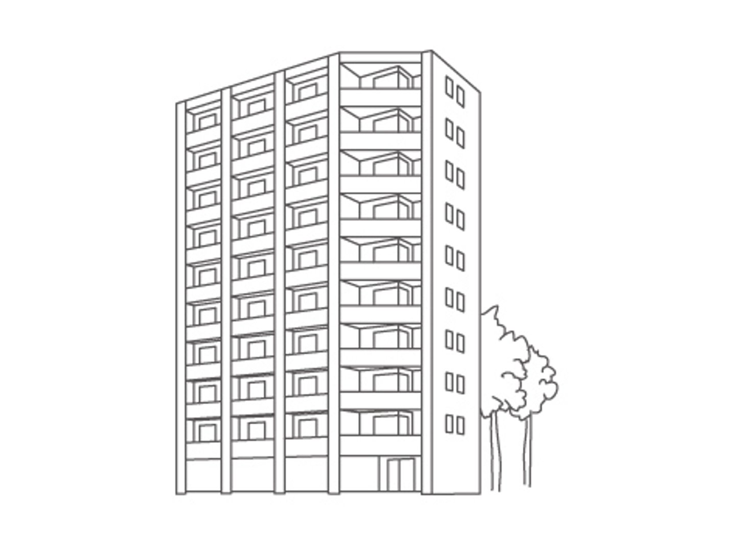 <p>multistory apartment building; condominium</p>