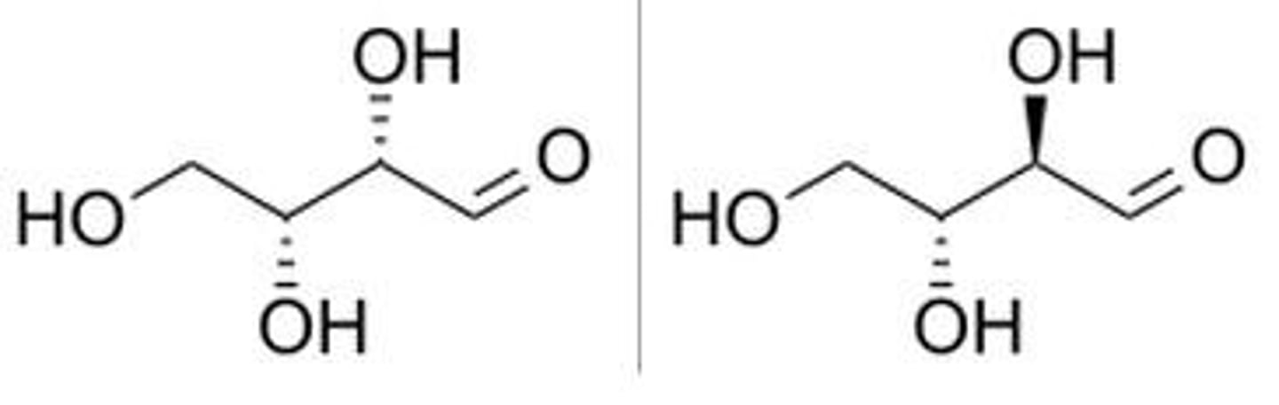 <p>stereoisomers that are not mirror images and non-superimposable</p>