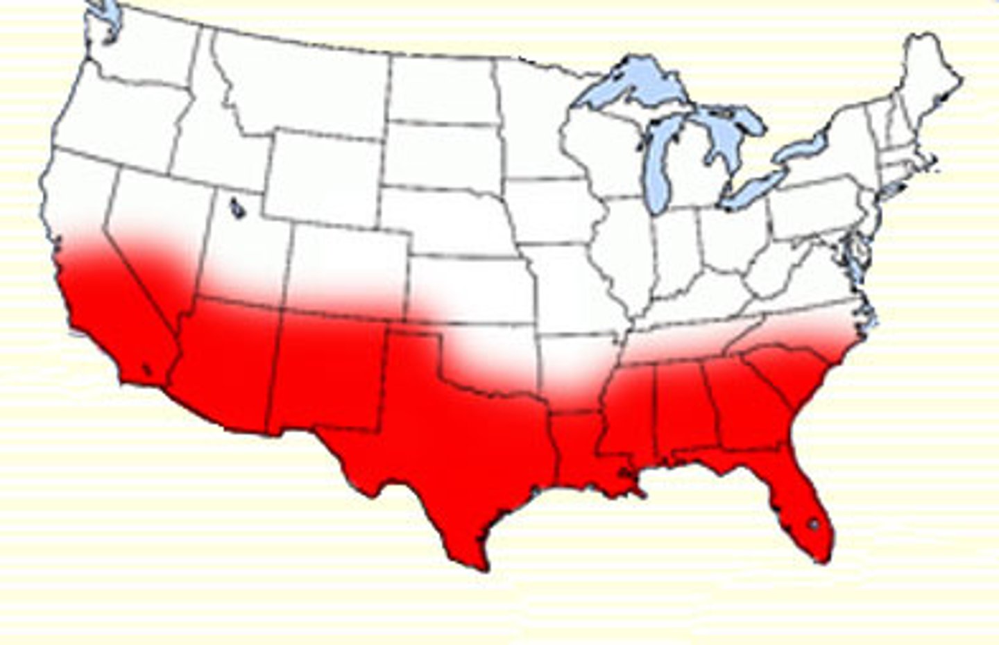 <p>states in the south and southwest that have a warm climate.</p>