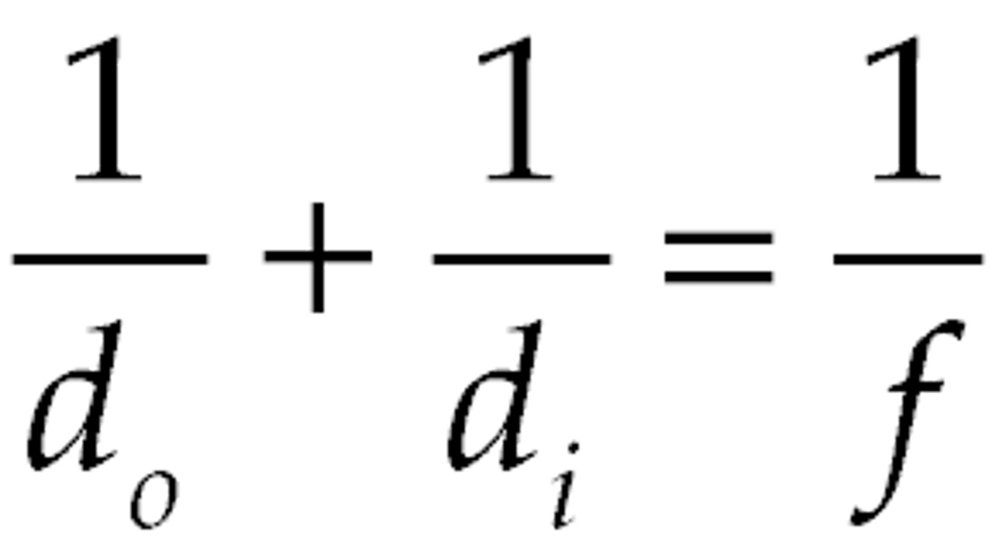 <p>1/f = 1/di + 1/do</p>