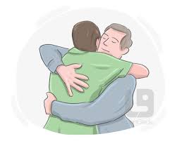 <p><em>To hold closely in one's arms; to accept or support willingly.</em></p><p><br></p>
