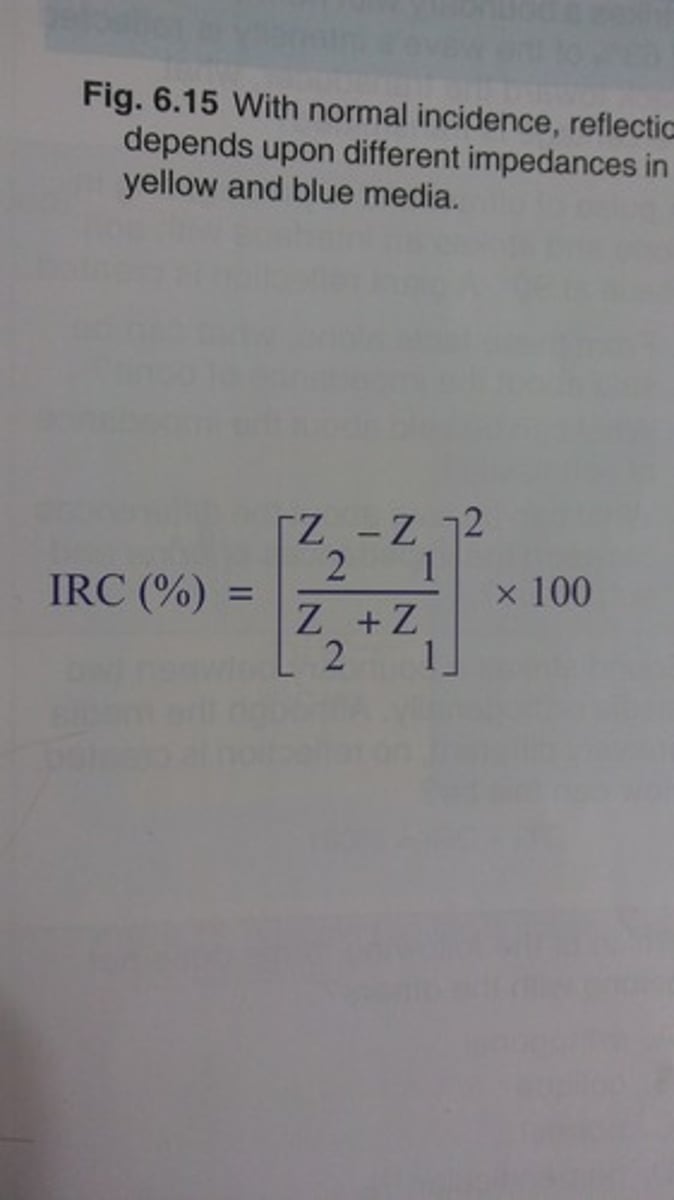 <p>c) 25%</p><p>Reflection coefficient= {(Z2-Z1)/(Z2+Z1)} squared x 100</p><p>{(0.75-0.25)/(0.75+0.25)}^2 x 100= 25%</p>