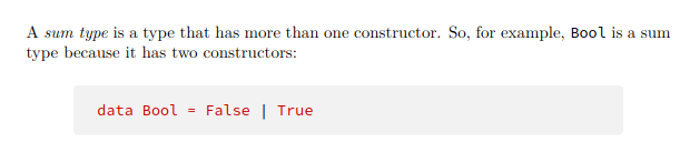 <p>Type that has one or more constructors. Find cardinality by adding cardinalities of its input types.  </p>