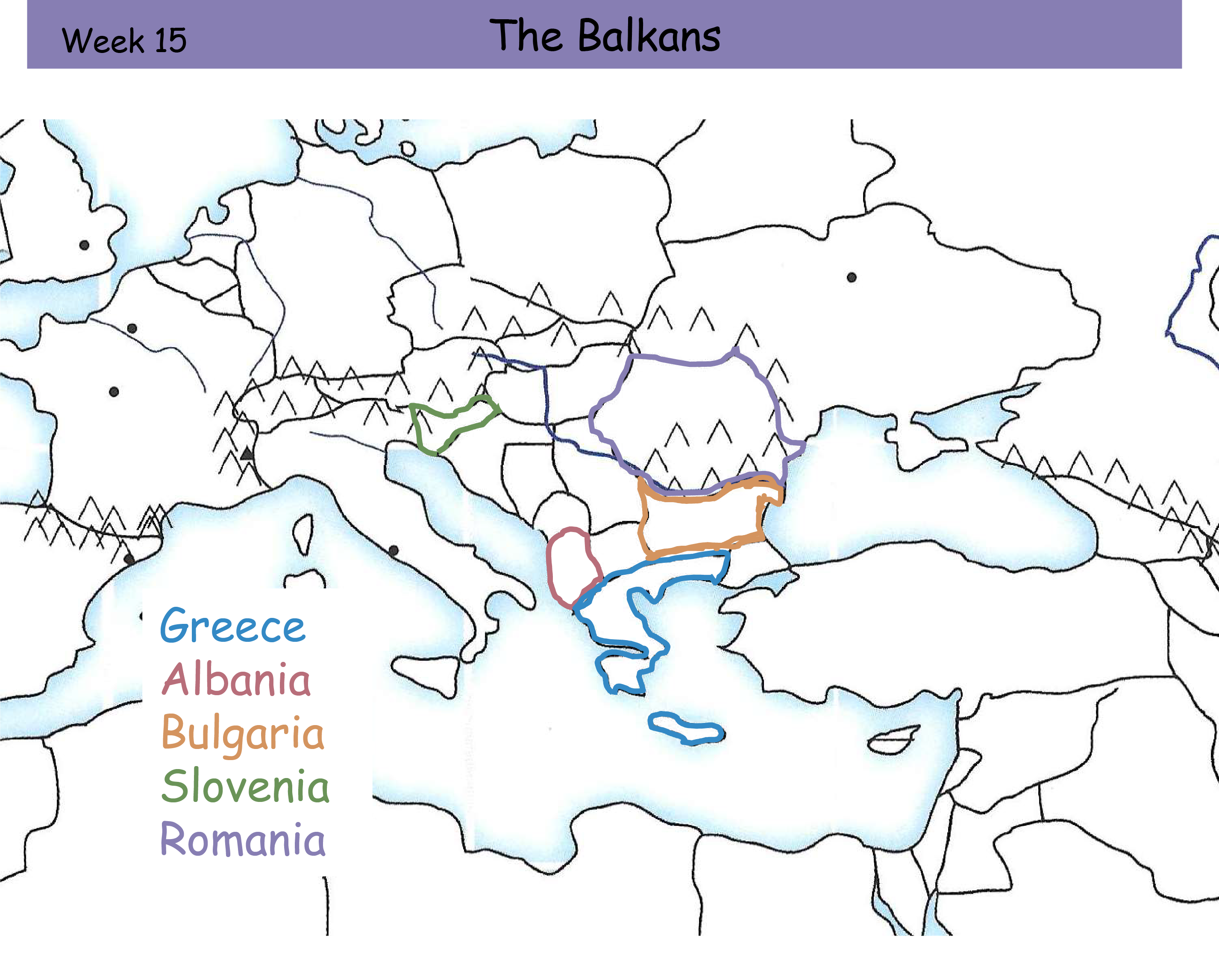 <p>Romania. Purple Outline. Behind the Black Sea "boot".</p>