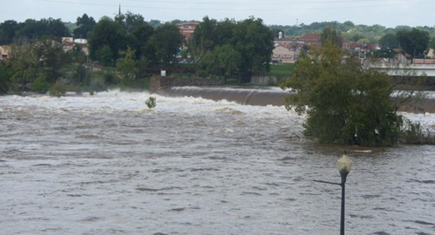 <p>When an area or place is submerged in water</p>