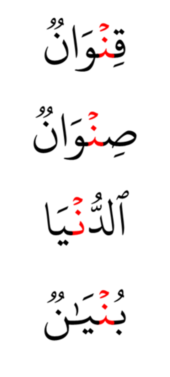 <p>The Noon sakinah in these 4 words is pronounced clear.</p>