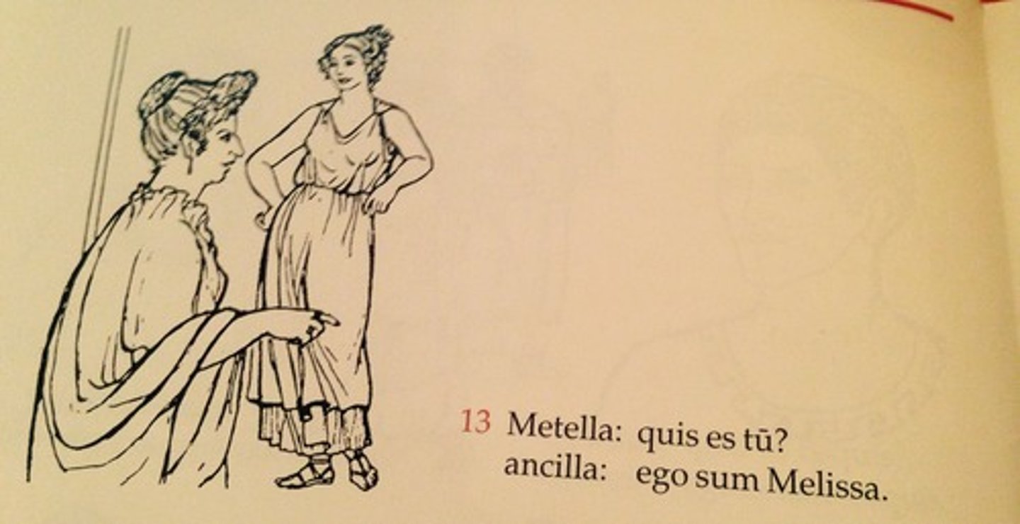 <p>Metella: Who are you?</p><p>slave girl: I am Melissa.</p>