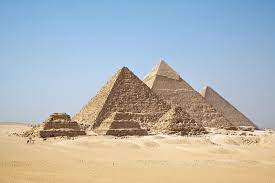 Gizeh, Egypt. 
Pyramids of Khufu, ca. 2551–2528 BCE
Khafre, ca. 2520–2494 BCE
Menkaure, ca. 2490–2472 BCE.
Cut limestone