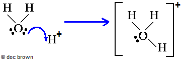 <ul><li><p>high charge density </p></li><li><p>attracts any molecule with unshared electrons such as H2O </p><ul><li><p>in aqueous solution, a water molecule forms a dative covalent bond to the H+ ion to produce the hydronium ion </p></li></ul></li></ul>