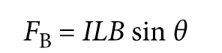 <p>where I is the current, L is the length of the wire in the field, B is the magnitude of the magnetic field, and θ is the angle between L and B.</p>