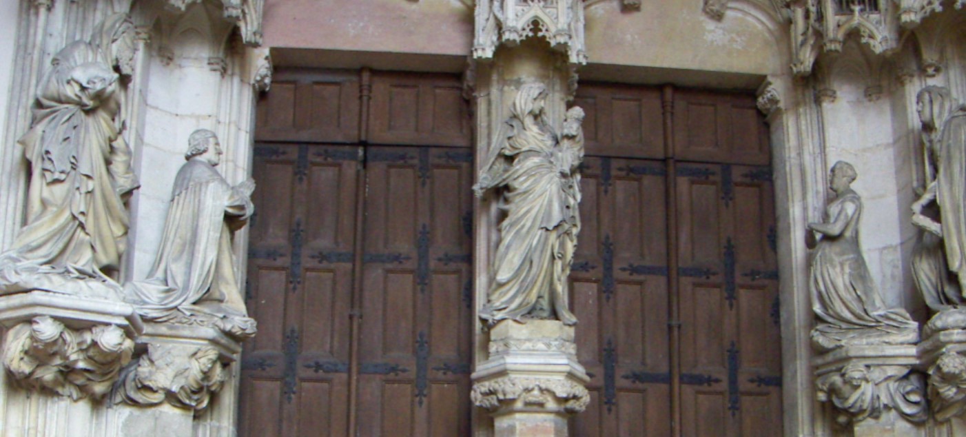 <p>portal de chartruese de champmol church, limestone, Claus Sluter, 1385-1393, chartreuse de champmol, Dijon, France</p>