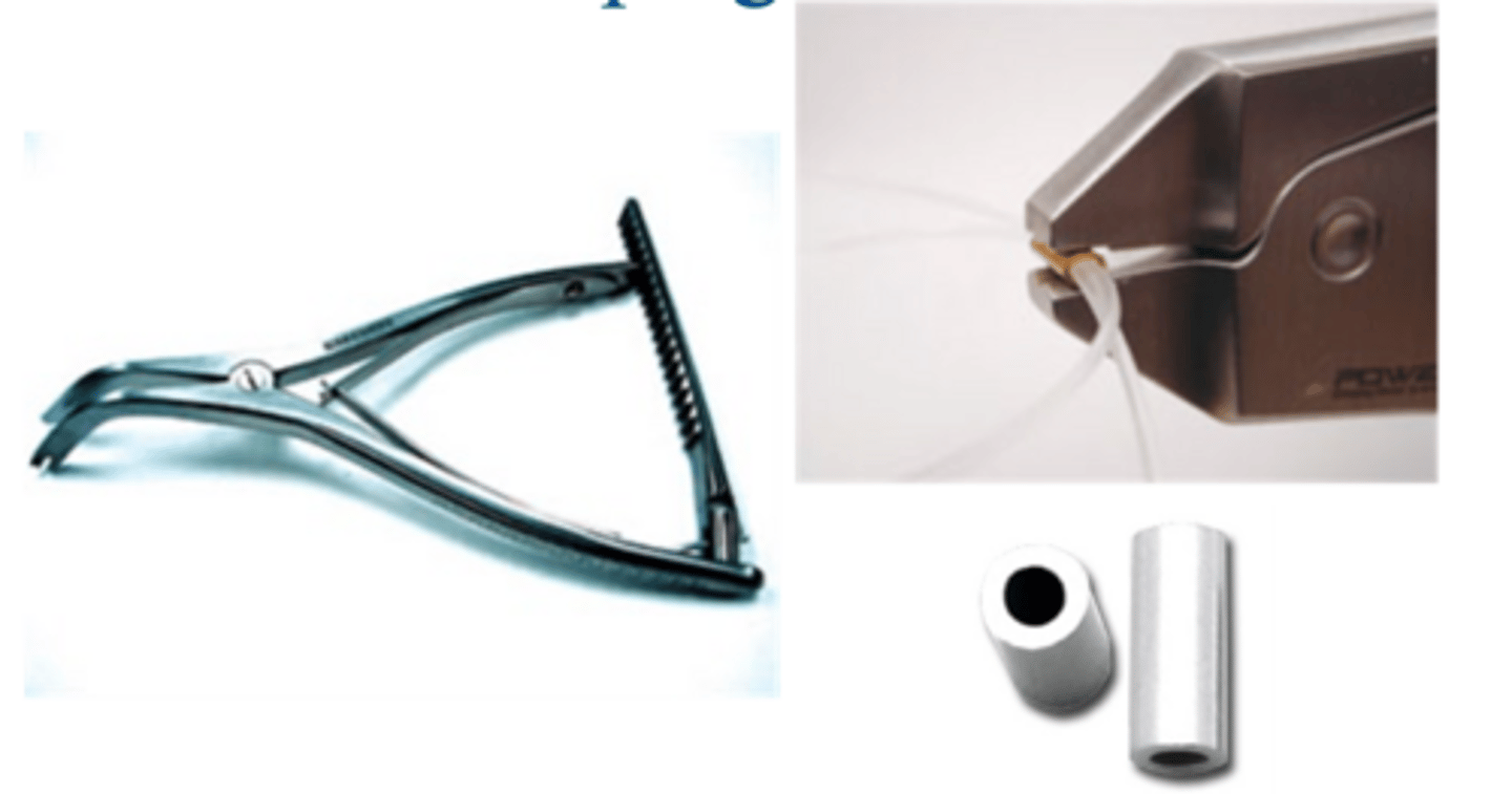 <p>what does crimping do to the suture as sutures are tied and connected</p>