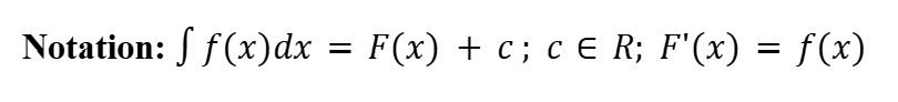 <p>Integrals without fixed upper and lower boundaries for the integral (add constant of integration ‘c’).</p>