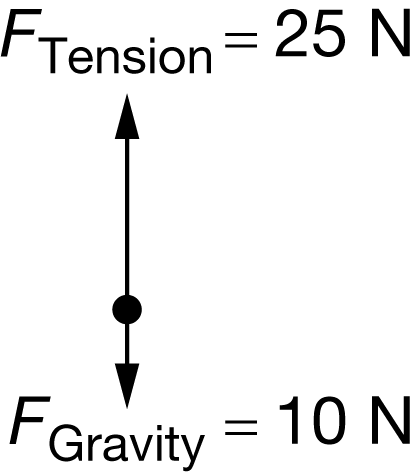 A ball is attached to one end of a string such that the ball travels in a vertical circular path near the Earth's surface. The force diagram of the ball at its lowest point in the circular path is shown above. What is the net centripetal force exerted on the ball?
