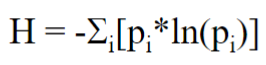 <p>a diversity index allowing comparison of diversity between 2 or more communities</p><p>pi = proportion of each spp</p><p>higher H value indicates higher spp diversity</p>